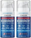 Conquer Neuropathy Cream - Powerful Relief Foot Cream for Neuropathy with Natural Arnica, Aloe Vera, Hemp Extract, Menthol - Maximum Strength Cooling & Soothing - 3.4oz Large Size (Pack of 2)