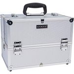 Shany Silver Aluminum Pro Makeup Case with Shoulder Strap and Locks