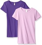 Clementine Girls' Big Everyday T-Shirts Crew 2-Pack, Purple/Lilac, X-Small