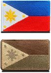 Zcketo 2 PCS Philippines Flag Patches Hook and Loop Fastener Embroidered Tactical Military National Filipino Patch for Attach to Caps,Bags,Backpacks,Vest,Uniforms,Team Clothes,Tactical Etc.