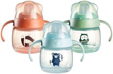 Tommee Tippee SoftSpout Transition Cup, 4m+ Trainer Sippy, Softer Spout, Easy-Grip Handles, Bite Resistant, 100% Leakproof, 150ml, 3 Pack, Green, Red & Blue