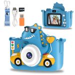 Kids Camera Toy, Toddler Selfie 1080P HD Video Camera, Kids Digital Camera with Dinosaur Protective Cover and 32G SD Card, Card Reader, Christmas Birthday Gifts Toys for 3-12 Years Old Girls and Boys