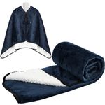 USB Heated Blanket, Portable Heated Shawl, Super Cozy Soft Wearable Blanket with 3 Heating Levels & Timing Function Blue