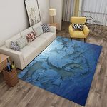 Oueoty Underwater World Funny Shark Area Rug Rugs for Living Room Bedroom 2x3ft