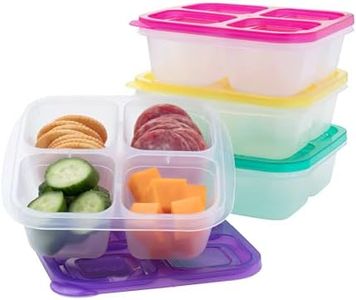 Bentgo Easyboxes 4-Compartment Snack Containers - 8-Piece Set with 4 Trays & 4 Custom-Fit Lids to Seal in Freshness - Reusable Food Storage & Meal Prep Bento BPA-Free Containers (Brights)