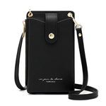 Womens CellphoneSmall Crossbody Bag Light Fashion Leather Card Wallet Shoulder Purse Handbag Lanyard Case Girls Travel Pouch Satchel for iPhone 12/12 Pro Max 6/7/8 Plus (B-Black) (B-Black)