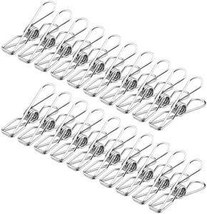 60 Pack Laundry Clothes Pegs-T Tersely 6CM 2.36inch Stainless Steel Pegs Clothes Pins,Metal Hanging Clips, Stainless Steel Laundry Hanging Clothesline Clips for Clothes, Paper Files, Snacks Seal