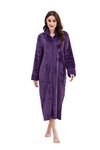 Richie House Women's Soft and Warm Fleece Robe with Zipper Size S-XL RHW2856, Purple(rhw4002), Medium