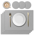 KERYCHIN Washable Silicone Placemat and Coaster, Heat Resistant 220 °C, Non-Slip and Waterproof, Easy to Clean for Dining Room, Kitchen, Hotel, 40 x 30 cm, 8 Pieces, Light Grey