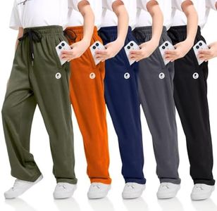 OCYMA Boys Sweatpants with Zip Pockets 5Pack Athletic Pants Mesh Joggers for Boys 5-24