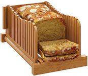 Bamboo Bread Slicer, Adjustable Bread Slicer Guide with 3 Thickness Size, Foldable Compact Chopping Cutting Board, Great for Homemade Bread, Cakes, Bagels