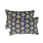 Trance Home Linen 200 TC Cotton Printed Pillow Covers | Pillow Cases | Set of 2 Piece Pillow Covers only |Large Size (20 X 30 inch, Damask Warm Grey Mustard)