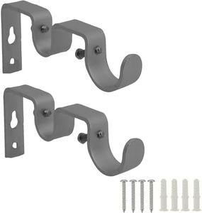 Nancy Heavy Duty Double Curtain Rod Bracket, Silver, 2-Pack