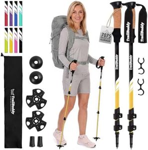TrailBuddy Trekking Poles - Lightweight, Collapsible Hiking Poles for Snowshoe & Backpacking Gear - Pair of 2 Walking Sticks for Hiking, 7075 Aluminum with Cork Grip