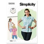 Simplicity Misses' Loose-Fitting Button Front Top Packet, Code 9295 Sewing Pattern, Sizes 14-22, White