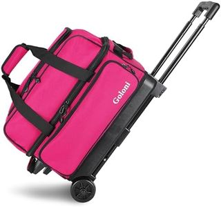 Goloni Double Roller 2 Ball Bowling Bag with Separate Shoe Compartment,2 Ball Bowling Bag with Wheels,Retractable Handle Extends to 40"