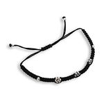 CHOTTEY LAL AND SONS Unisex-Adult Black Thread Silver Bracelet Cum Anklet With Multiple Flowers Nazariya Adjustable Evil Wristband