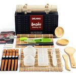 Delamu Sushi Making Kit, Upgrade 22 in 1 Sushi Maker Bazooker Roller Kit with Bamboo Mats, Chef's Knife, Triangle/Nigiri/Gunkan Su shi Rice Mold, Chopsticks, Sauce Dishes, Rice Spreader, User Guide