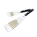 WALLFARM Fish Spatula 2-Piece Set - Slotted Stainless Steel Spatula Turner with Sloped Head - Long Thin Metal Spatula with Sturdy Plastic Handle for Flipping Delicate Foods, Fish, Eggs - 11" & 13.78"