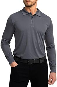 Men's Polo Shirt Long Sleeve Golf Shirts Lightweight UPF 50+ Sun Protection Cool Shirts for Men Work Fishing Outdoor, Dark Grey, 3X-Large