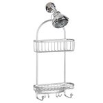 iDesign York Lyra Shower Caddy for Shampoo/Conditioner/Soap/Razors, Silver