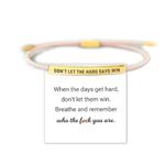 Don't Let The Hard Days Win Tube Bracelet, Adjustable Hand Braided Wrap Tube Bracelet, White Elephant Gift, Inspirational Bracelets Jewelry Gifts for Women Men Best Friend Teen (Pink-Gold)