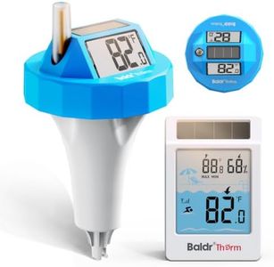 BALDR Wireless Pool Thermometer Floating Easy Read, 2026 Upgrade Solar Powered Water Temperature Gauge with Indoor Monitor, IPX8 Waterproof 500FT Range for Pools,Hot Tubs,Spas, Baths, Aquariums