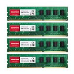 【DDR3 RAM】 GIGASTONE 16GB Kit (4x4GB) DDR3/DDR3L 1600MHz (1333MHz) PC3-12800 (PC3-10600) CL11 1.35V/1.5V 2Rx8 UDIMM 240 Pin Unbuffered Non ECC High Performance PC Desktop Memory Upgrade