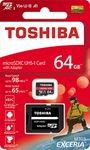 TOSHIBA Micro SD Card Memory Card 64GB 64G EXCERIA M303 with SD Adapter microSDXC UHS-I U3 Card 4K Class10 V30 A1 microSD Read 98MB/s Write 65MB/s (THN-M303R0640A2)