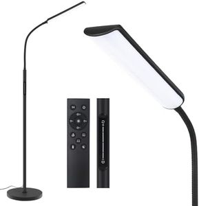 LED Floor Lamp,15W 1000LM Floor Lamps for Living Room with 1H Timer, Stepless Adjustable 3000K-6000K Colors & Brightness Standing Lamp with Wireless Control & Touch Control Reading Floor Lamps