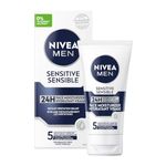 NIVEA MEN Sensitive Face Moisturizer, Men's Face Cream with Chamomile and Vitamin E, No Drying Alcohol, Dermatologically-Tested Skin Care, 75mL