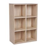 VASAGLE Bookcase, Wooden Bookshelf with 6 Compartments, Floor Standing Storage Unit for Files, Decor, In Study, Living Room, Bedroom, 30 x 65.5 x 97.5 cm, Oak Colour LBC203H