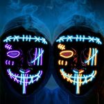 LIZHOUMIL LED Light Up Scary Mask - 2 Pack Purge Masks with 3 Lighting Modes for Halloween Cosplay Costume