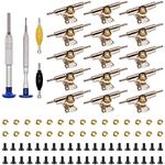 SIXPOINTS 109 Pieces DIY Fingerboard Making Kit -15x 30mm Trucks,60x Screws,30x Nuts,2X Spanner Tool,2X Professional Screw Driver,Compatible with Most Finger Board Trucks Repair Replace Tool