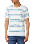 Levi's Men's Ss Original Housemark Tee Chesthit Logo T-Shirt, Vision Bright White Striped, XS