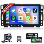 Podofo 2+64G Car Stereo for GMC/Chevrolet/Buick/Hummer with Wireless Apple Carplay Android Auto,8 Inch Car Radio Tochscreen with Bluetooth/GPS/FM&RDS Radio/Steering Wheel Control+Backup Camera+MIC