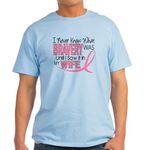 CafePress Bravery (Wife) Breast Cancer Support Light T Shirt Men's Traditional Fit Light Casual Tshirt