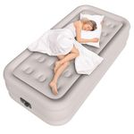 HikerSKY - Air Mattress with Built-in Electric Pump, 18 Inch Inflatable Mattress, Portable Storage Cover for Home, Guests (Yellowish Coffee, 18 Inch Twin)