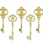 Makhry Mixed Set of 20pcs 3.1-3.3 inches Extra Large Key Vintage Key Skeleton Keys in Bulk for DIY Pendant (Antique Gold)