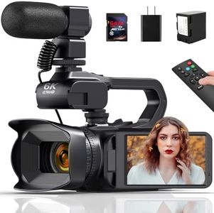 SPPRANDOM 6K 64MP Video Camera Camcorder, 18X Digital Zoom IR Night Vision Vlogging Camera for YouTube, 4.0" Touch Screen Digital Camera with WiFi, Microphone, 64G SD Card, Remote Control, Charger