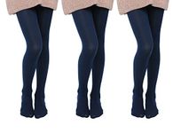 EVERSWE 3-Pack Girls Microfiber Tights Multiple Colors (Navy, 11-13 Years)