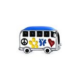 Multi Color Retro 1960S Peace Love Hippie Volk Wagon Van Bus Charm Bead For Teen Women Enamel .925Sterling Silver Fits European Bracelet