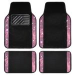 CAR PASS Shining Rhinestones Carpet, Bling Crystal Diamond Sparkly Glitter Car Floor Mat, Anti-Slip PVC Heel Pad Automotive Universal Fit for SUV Sedan Car Van, 4pcs for Girl Cute Women (Black Pink)