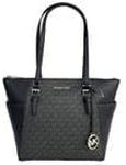 Michael Kors Charlotte Large Top Zip Tote, Signature Black, Black, Large