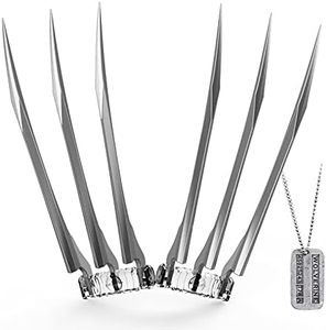 Karadrova Wolverine Claws Toys, X Man Real ABS Plastic 2PCS for Adult with Dog Tag, 1:1 Toy Claw Props for Halloween, Silver