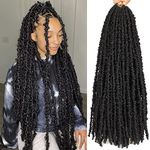 Leeven 30 Inch Distressed Faux Locs 6 Packs Long Butterfly Faux Locs Crochet Hair Synthetic Crochet Braids Pre-looped Soft Locs Crochet Locs Hair Extensions 1B#