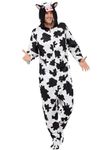 Smiffys Cow Costume, Black & White with Hooded All in One, Party Animals Fancy Dress, Animal Dress Up Costumes