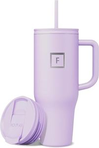 IRON °FLASK Co-Pilot 40 oz Insulated Tumbler w/Straw & Flip Cap Lids - Cup Holder Bottle for Hot, Cold Drink - Leak-Proof- Water, Coffee Portable Travel Mug - Mothers Day Gifts - Lavender