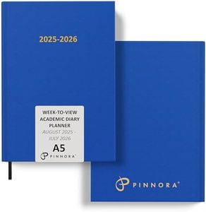Pinnora A5 Royal Blue Academic Diary 2025-2026 Week to View, Hard Cover, August - July Dated Academic Planner, Ideal Student & Teacher Planner 2025-26, University, Revision, Study, To-Do Lists