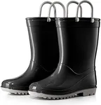 Puddle Play PVC Waterproof Rainboots - Black and Grey - Easy-on Size 6 Toddler